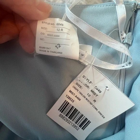 After Six Asymmetrical One Shoulder Cowl Neck Dress In Mist Size 12 NWT